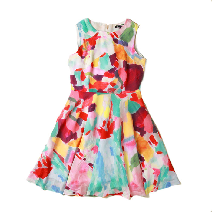 晕染水墨彩色缤纷连衣裙