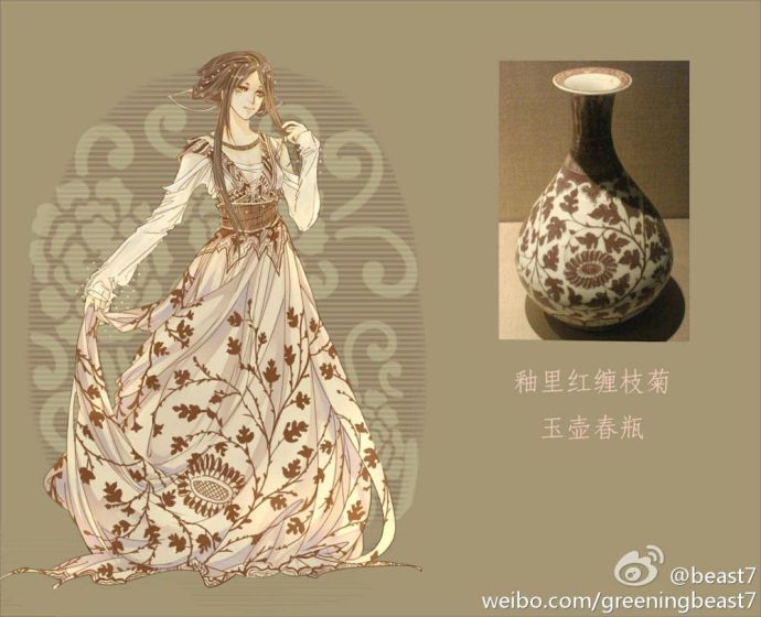 古董瓷器拟人图