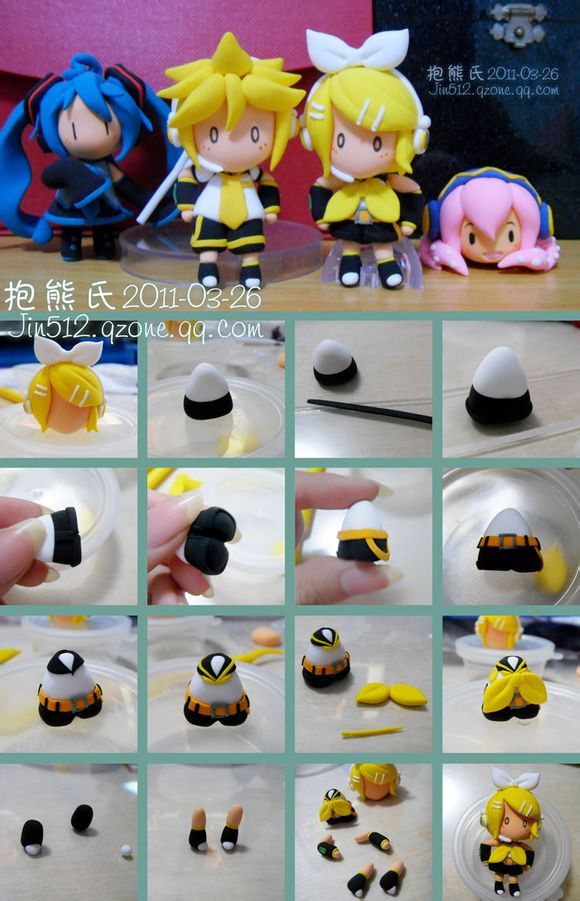 hmo初音,镜音双子粘土简易教程~~_手办原