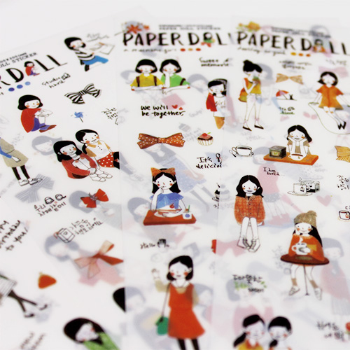 【lady wendy】paperdoll韩国插画女孩装饰贴纸 日记贴纸文具 6张