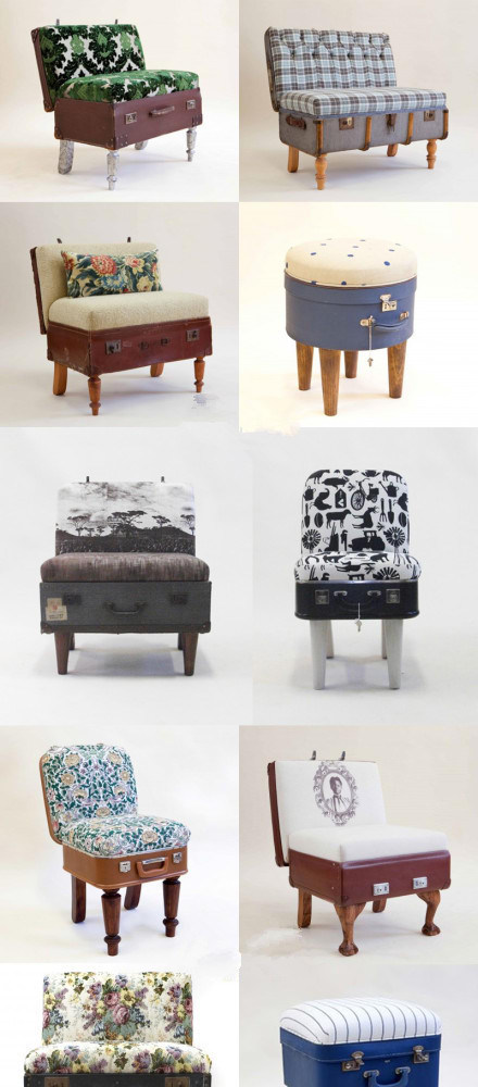南非设计师katie thompson用旧行李箱改成的沙发椅