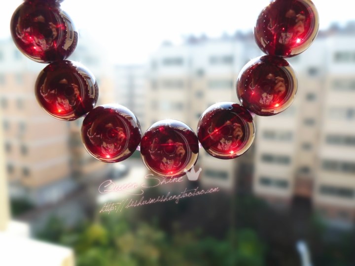 【枫火】5a收藏级玻璃体微棉酒红色石榴石11mm圆珠手链