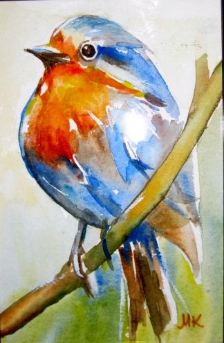 watercolor painting,figure painting watercolor paintings of birds | the blue bird original