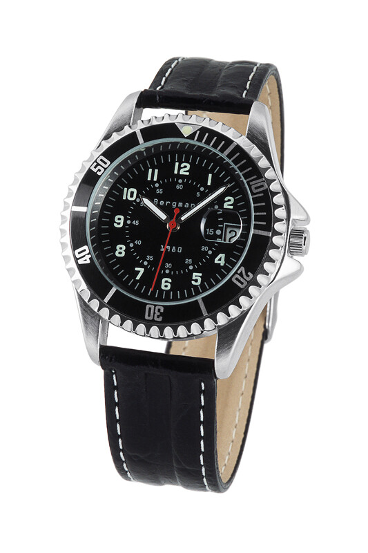 德国bergmann男表旋转式表圈贝格曼复古简约时尚商务男士石英手表