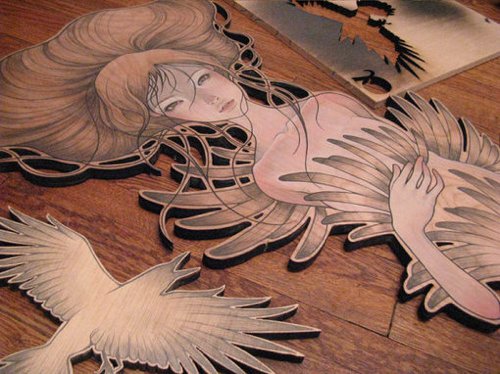 奥黛丽川崎超赞的木板刻画作品分享图片