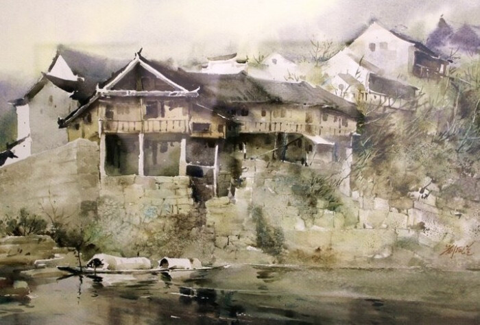 刘凤兰的水彩风景画 画画老马 画画的老马 识途的老马