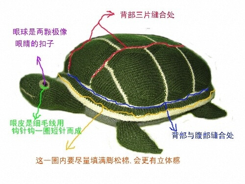 七片乌龟抱枕编织方法图片