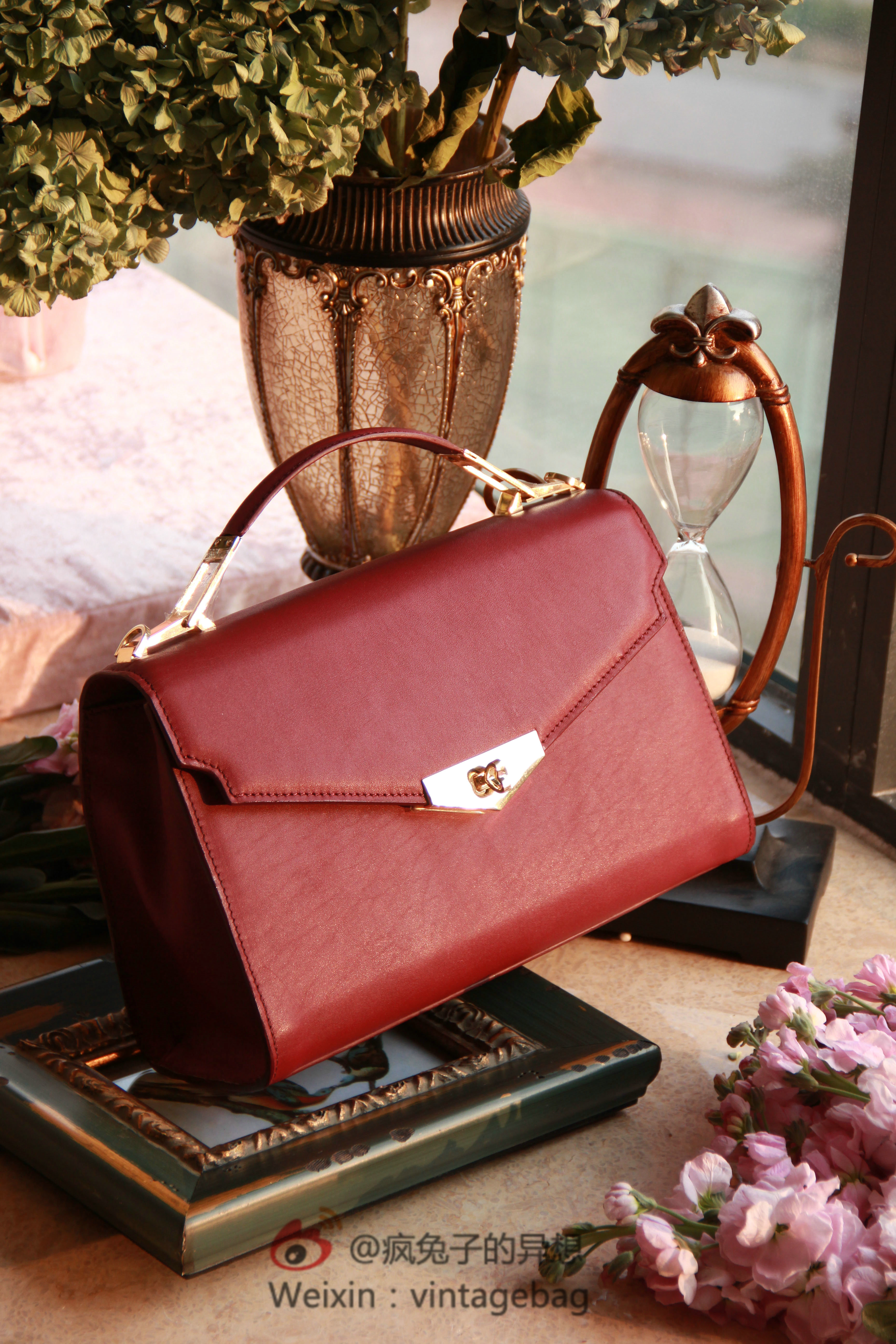 vintagestyle简约欧美复古手提包南非进口皮极简主义