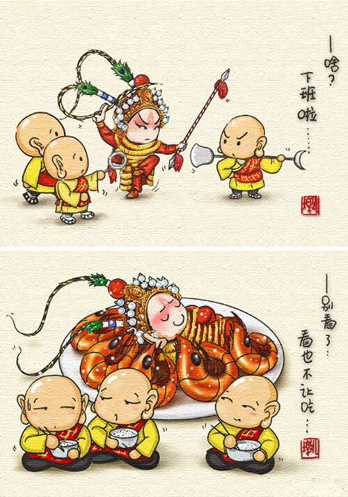 胖不墩儿用手绘漫画的形式将它们融汇在了一起.可爱风趣.