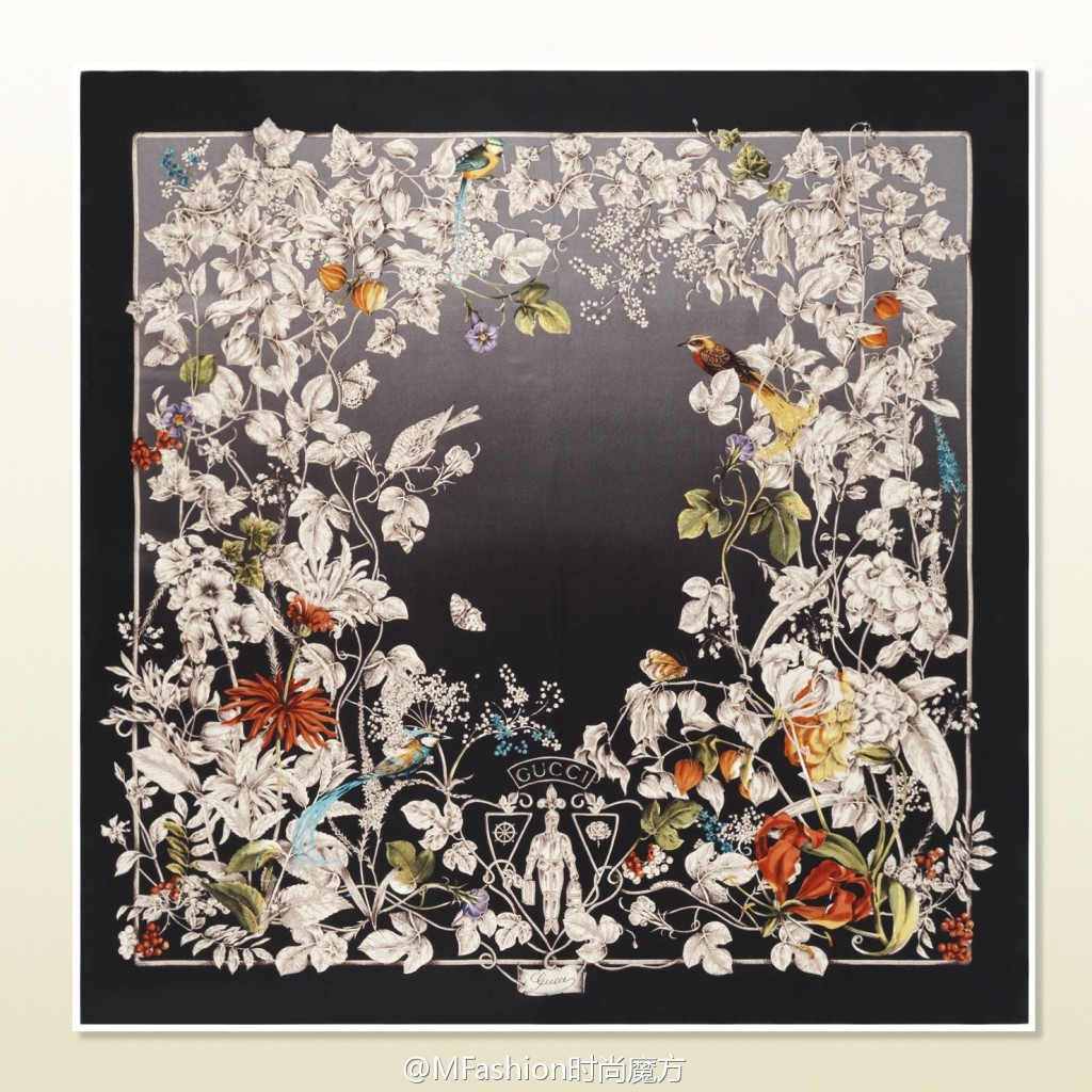 gucci 丝巾,花鸟与马衔扣的一场盛宴