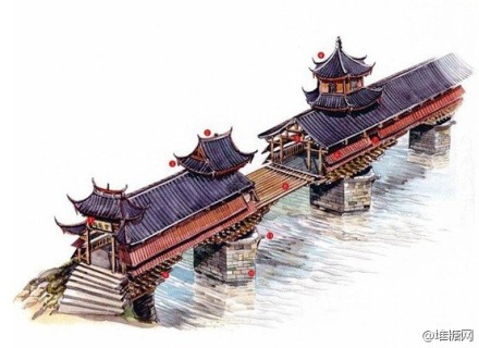 中国古代建筑手绘.