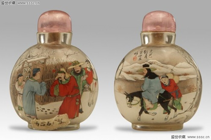 叶仲三水晶内画"三国人物"鼻烟壶-翡翠图片