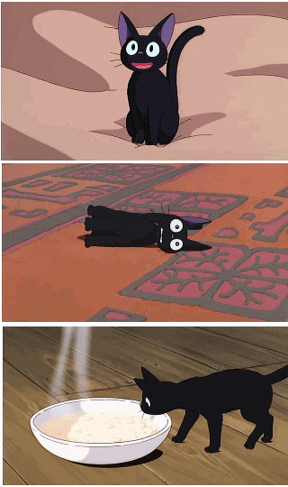 【魔女宅急便】宫崎骏(gif动态图片)小魔女琪琪的猫吉吉,喜欢它吗?