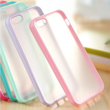 苹果iphone5 tpu pc 糖果色 透明磨砂壳 ip4 4s手机套 硅胶边10元