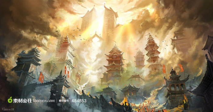 魔幻神秘的中式风格漫画游戏古建筑城堡群下载,现在加入素材公社即可
