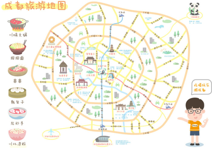成都旅游手绘地图 VIA:睦小秦-堆糖,美好生活研