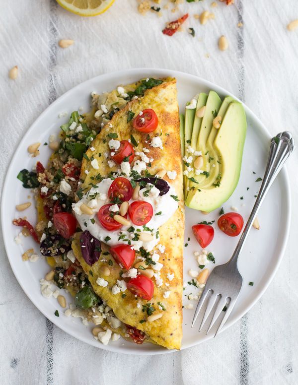quinoa dinner omelets with feta and tzatziki | halfbakedharvest.