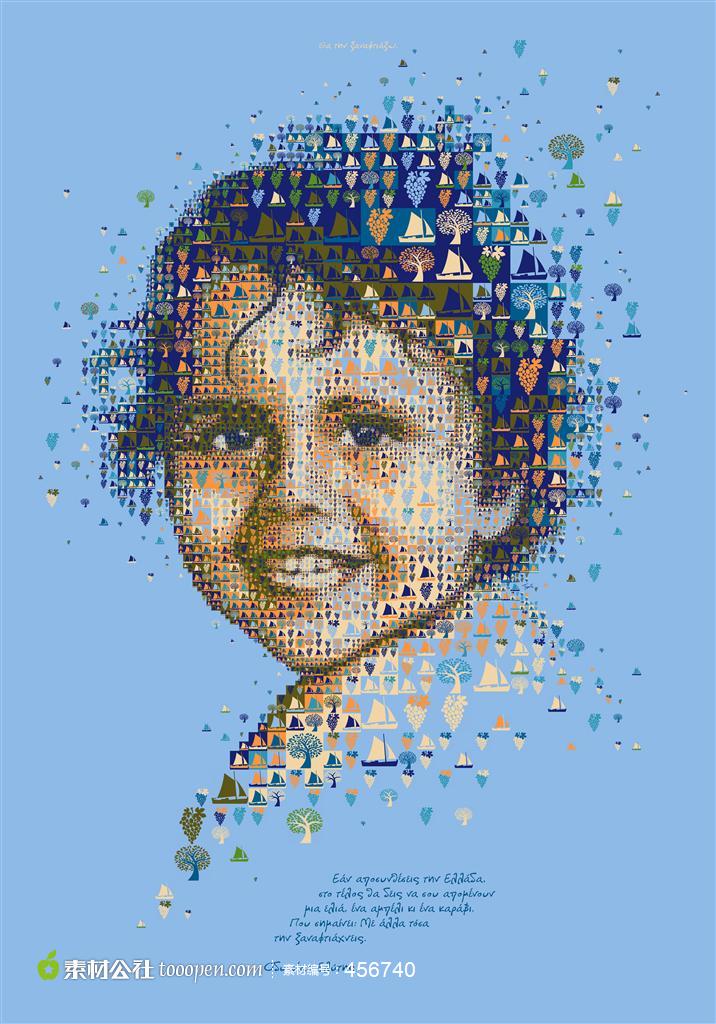 宝宝大头照数码拼图蓝色底