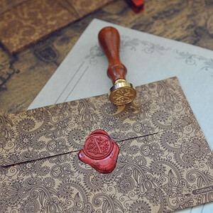 00 zakka 复古火漆字母印章 信封封口 印章 火漆勺 封蜡 白蜡套装 啊