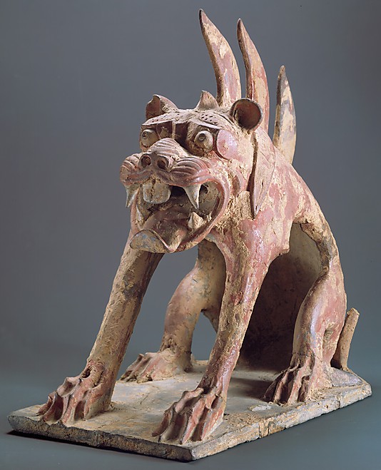 北齐 彩绘陶镇墓兽 大都会博物馆 http://www.metmuseum.