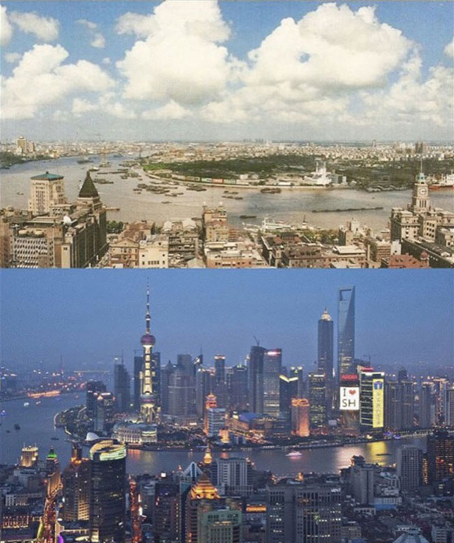 时代的变迁中国上海,1990-2014