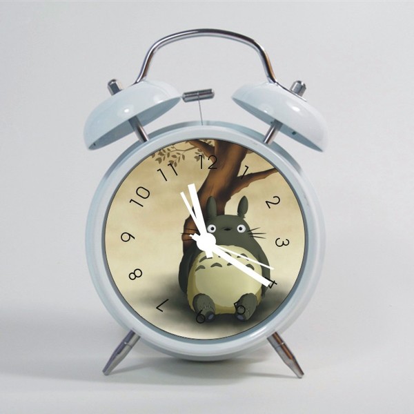 定制龙猫创意闹钟金属双打铃超大儿童学生电子静音闹钟机芯夜灯光