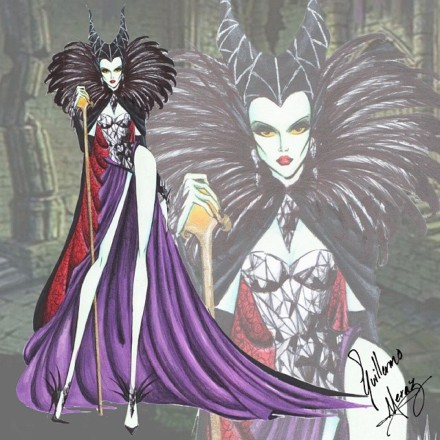 迪士尼时尚女魔头,墨西哥插画家guillermo meraz绘.