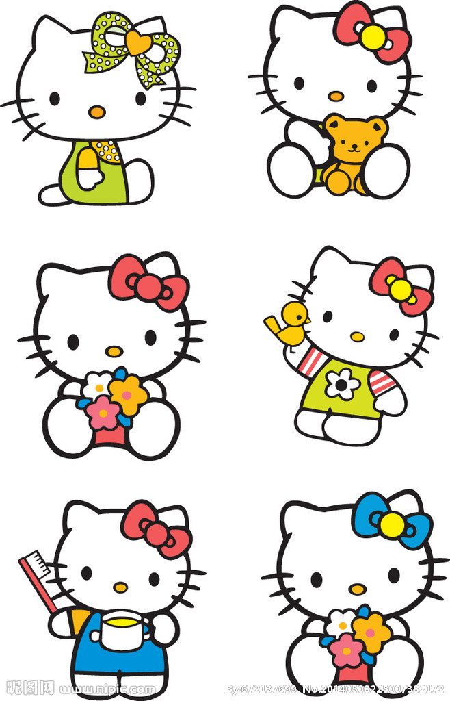 kitty猫的画法和颜色图片