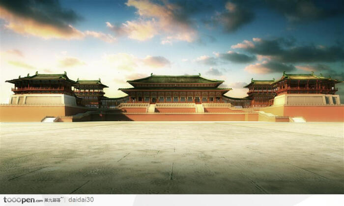 陕西西安大明宫含元殿(效果图)高清桌面图片素材