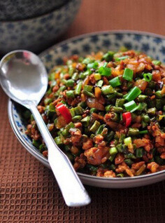 辣椒,豇豆切丁,肉剁成肉沫,红做法切碎,姜蒜切碎,葱切榨菜2.海带馅玉米面全集饼子大葱花图片