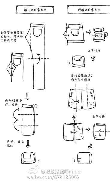 短裤折叠方法图片