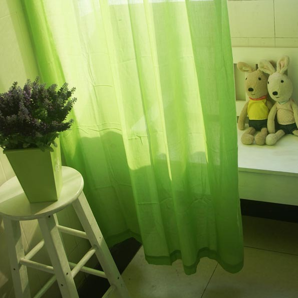 果绿色棉纱帘窗帘 韩式 成品 定制 卧室 客厅 书房 高档 纱
