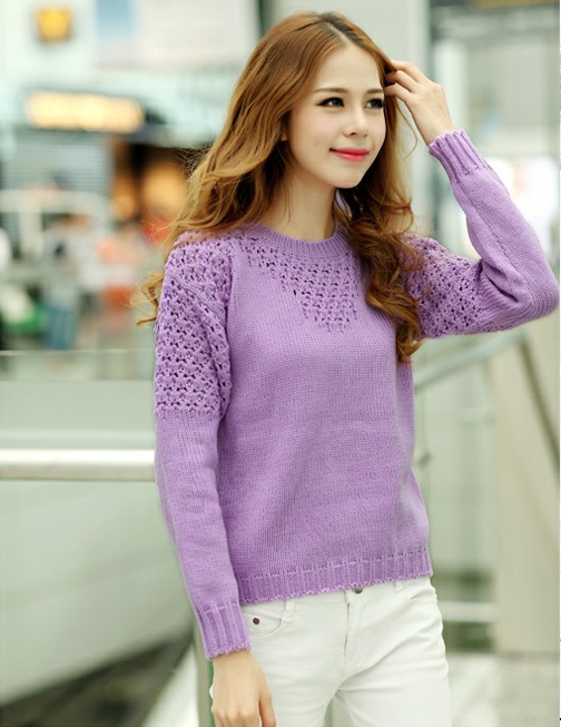 秋冬季新款女装韩版修身纯色圆领套头毛衣女外套毛衣针织衫