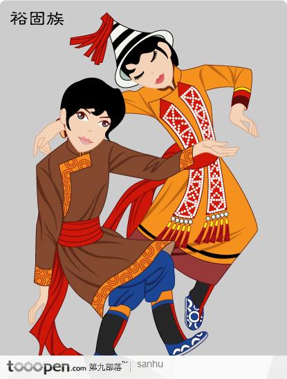 裕固族民族服饰布卡难民软件漫画图片