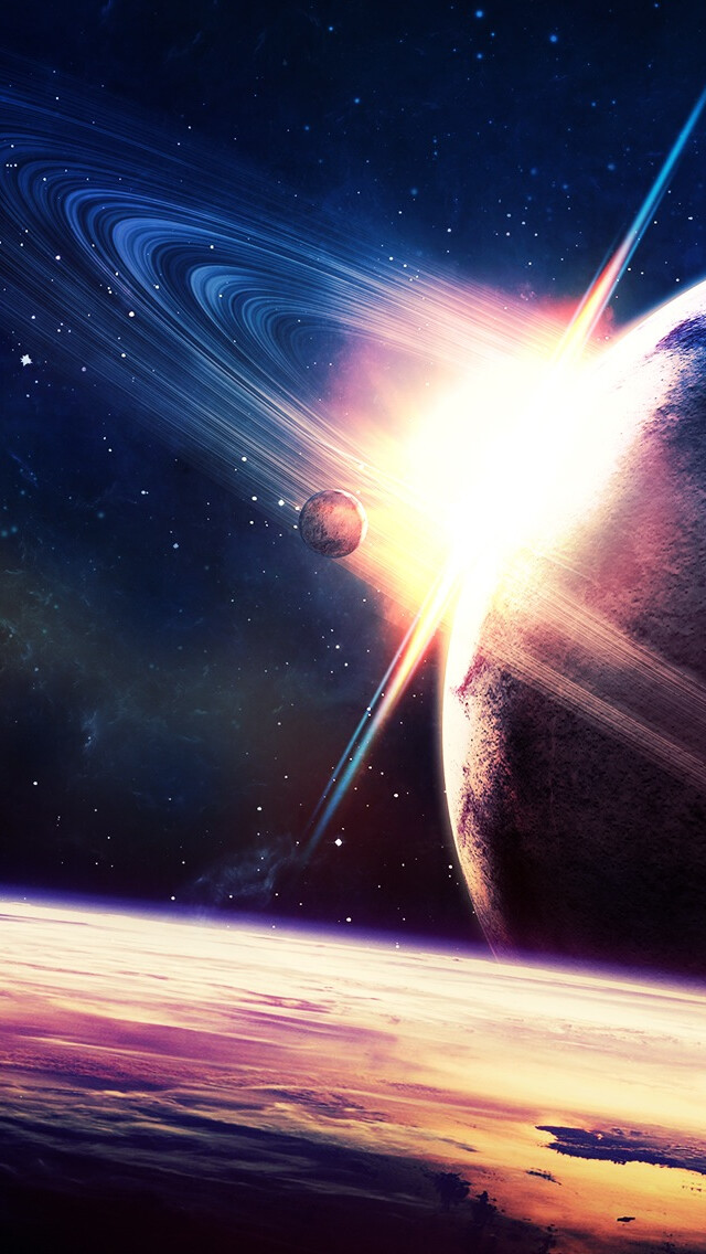 space turning around planet iphone 5s wallpaper