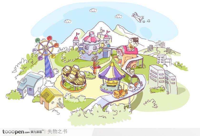 城市漫画矢量风景线条v城市(九)卡通LB全图片