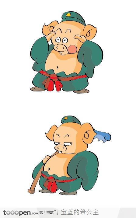 中国风卡通人物-惊讶表情的猪八戒