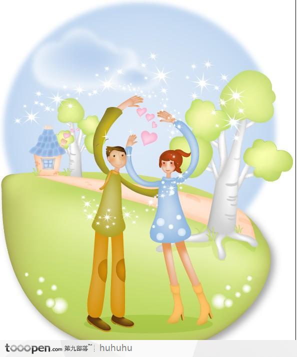 郊外约会的青年情侣