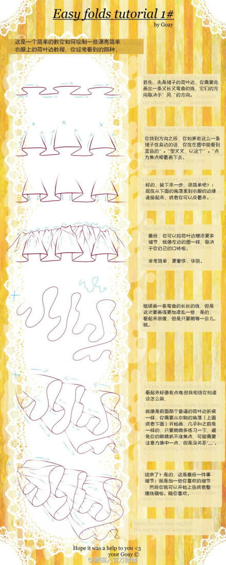 【作画教程】蕾丝花边和布料的绘制教程非常赞推荐给大家~by:goay