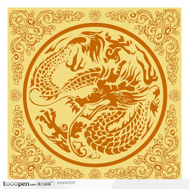 传统龙花纹矢量素材