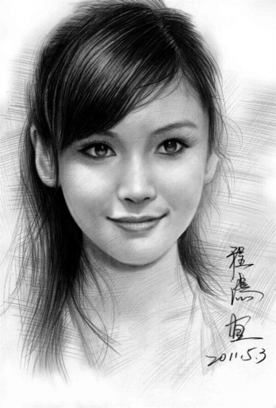 【美图手绘空间 】程鸿精美的人物素描作品(一).曦