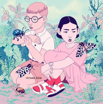这是北欧芬兰插画师的作品,色彩明丽,却又暗藏着青春的孤独和悲伤.