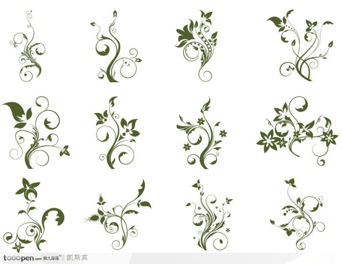 简洁花纹植物纹样装饰图案