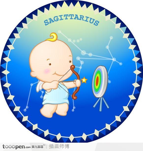 男生十二星座卡通-小婴儿卡通射手座金牛座插画听你的图片