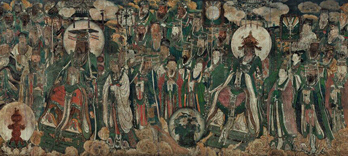 永乐宫整个壁画共有1000平方米,分别画在无极殿,三清殿,纯阳殿和重阳