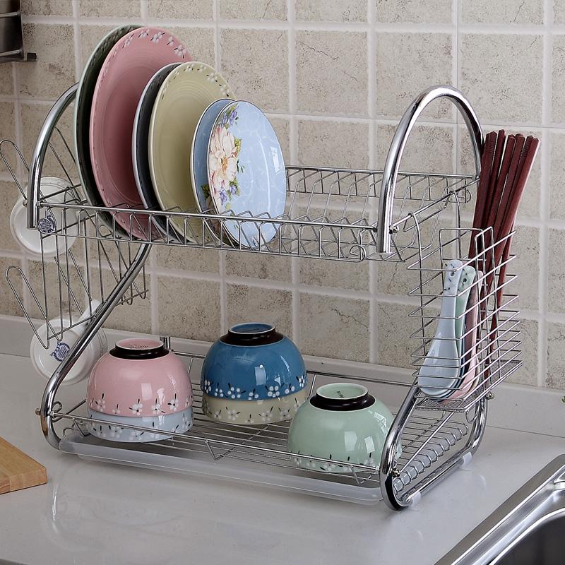 欧润哲 厨房多功能双层沥水架 创意厨具s放碗碟架盘子架碗筷架子