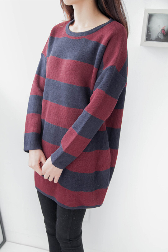 时尚帅气条纹毛衣