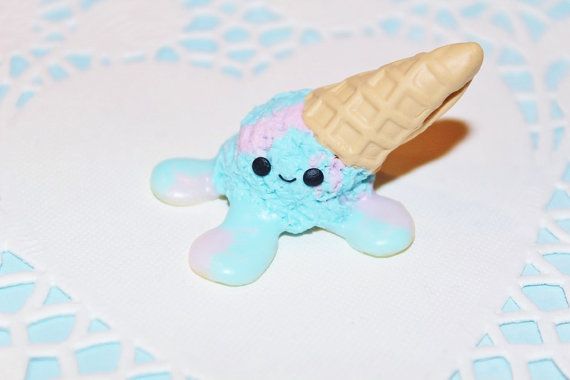 polymer clay kawaii dropped ice cream cone magnet