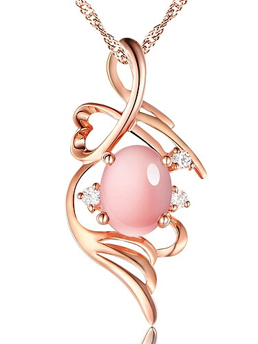 柏荷baihe 唯此真爱一生浪漫粉晶镶嵌奥地利进口钻芙蓉石宝石项链.