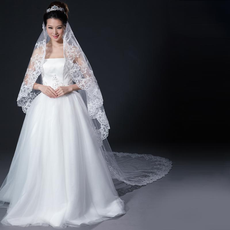 蔡美月国际婚纱礼服 婚纱配件 头纱 豪华头纱 长拖尾头纱
